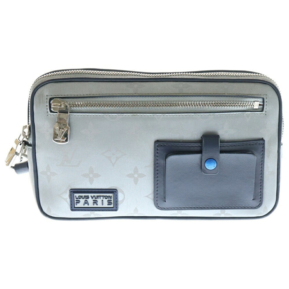 LOUIS VUITTON Satellite Alpha Clutch Flap Trim Handbag Silver